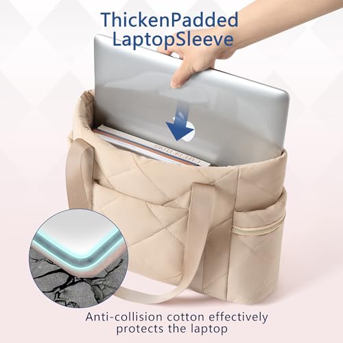 Tote bag for Women Puffer Shoulder Bag with Zipper Travel Quilted Nurse Bag Carry On Laptop Bag for Travel Work4