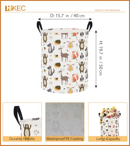 Image of 19.7 inch Laundry Basket,Kids Dirty Clothes Hamper,Waterproof Storage Bin,Room Decor,Gift Baskets,Nursery Hamper(Forest Animal)