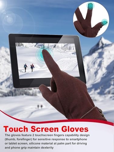 Image of Patelai 3 Pairs Womens Gloves Winter Touchscreen Texting Phone Windproof Gloves Warm Fleece Lined Cold Weather