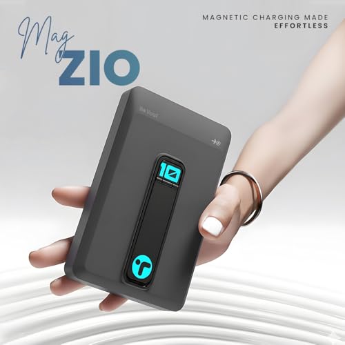 Image of Toreto Mag Zio 10000mAh MagSafe Power Bank with Built-in Stand | Magnetic Wireless Charging, Type-C Fast Charging | Dual Type-C Ports | LED Battery Indicator (Black, 10000, Milliamp Hours)