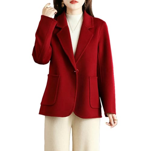Veste courte en tweed et cachemire rouge vin taille S mode automne hiver