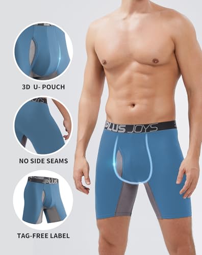Boxer Briefs for Men Pack Breathable Mesh, Men's Underwear Moisture Wicking, Boxers for Men Pack 4 with 3D Pouch Long Leg2