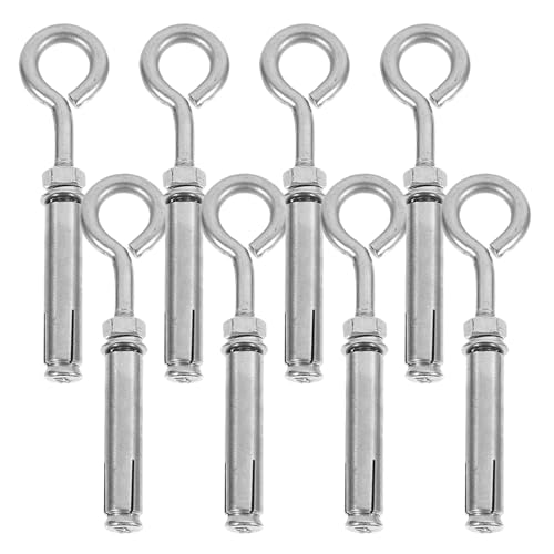 POPETPOP 8piezas Tornillos de Expansión para Concreto Pernos de Ojo Metálicos Gancho Fijaciones de Acero Inoxidable para Mampostería Pack para Anclaje Paneles