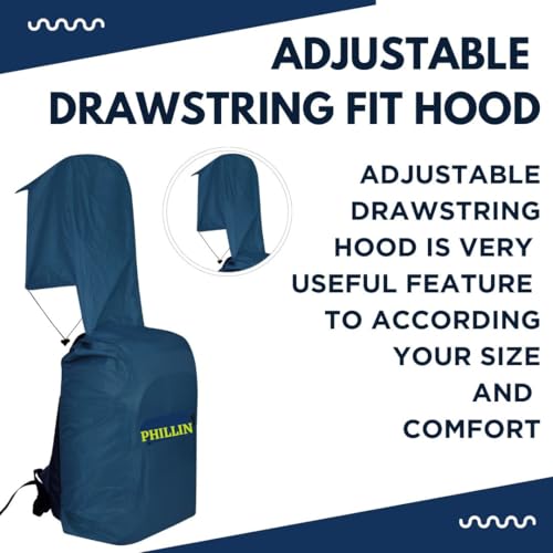 Image of Rain Cover for Backpack with Elastic Adjustable and Carrying Pouch Dustproof Waterproof Laptop Bag Protector Travel Accessories 35-45 Liter Hoddy Style (Navy Blue)