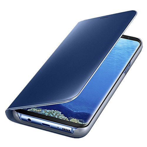 Samsung Galaxy S6 Edge Plus Slim Multi-Function Mirror Case S-View Stand flip Protection Cover (Blue)