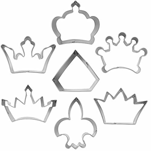 Crown Cookie Cutter Set Of 7 Pcs, Stainless Steel Princess Crown Series Cookie Cutters Fondant Baking Molds #TOP1