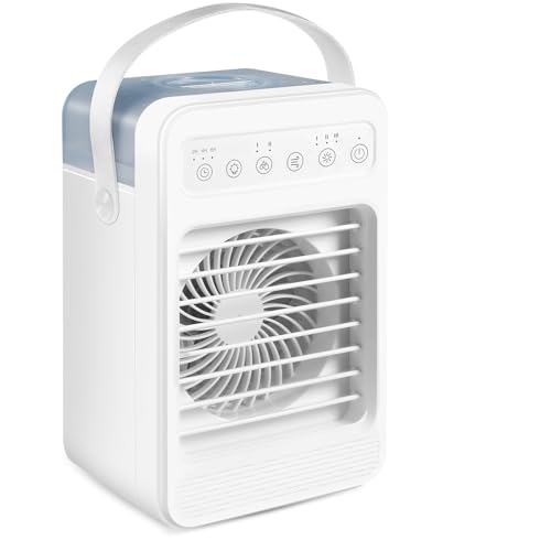 Portable Air Conditioners - Evaporative Air Cooler & Humidifier Combo | 4 Speeds, 7 Colors Light, 2/4/6H Timing | Quiet Personal Air Conditioner Fan for Room, Office