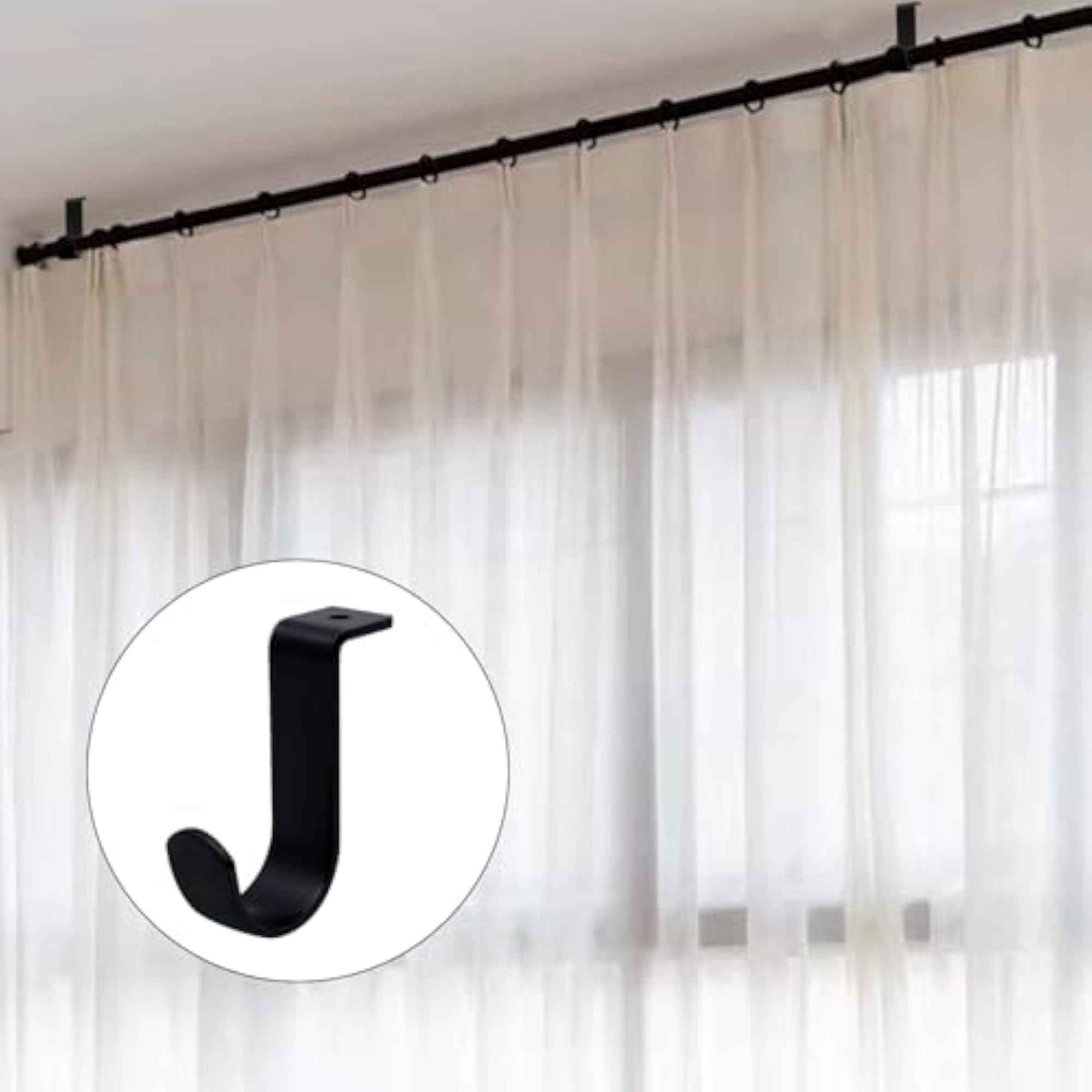 Ceiling Curtain Rod Bracket 3 Pack for Metal Rods
