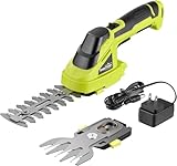 SnapFresh Cordless Grass Shear Bush Trimmer, 2 in 1 Handheld Hedge Trimmer, 7.2V Electric Grass Trimmers, Lightweight Shrubbery Trimmers Battery & Charger Included, Shrub Trimmer for Garden(Green)