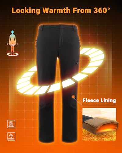 33,000ft Womens Waterproof Hiking Pants Fleece-Lined Snow Pants Windproof Warm Ski Pants for Snowboarding3