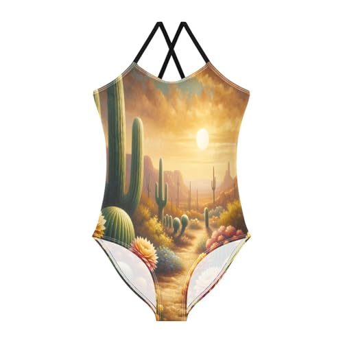 Cactus Desert Flowers Girls Swimsuit Bathing Suit Swimwear Summer Beach One Piece Swimsuits