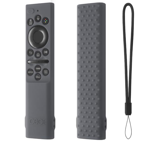 Image of Oboe Silicone Tv Remote Cover Compatible with Samsung Smart Tv Remote 2026 Model BN59-01498A Open Key Case with Lanyard (Dark Grey) [REMOT E NOT Included]