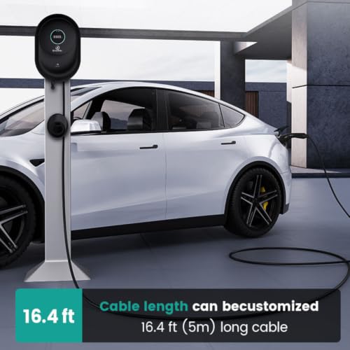 Image of 7.5kW Smart Premium EV Charger, 4.3 inch Display, 5m TPU Cable,App, RFID, BT, Adjustable Power,10+ Advanced Safety Protections | Emergency Switch, Anti-Theft,IP65, 5-Yr Warranty* (Dark Knight)