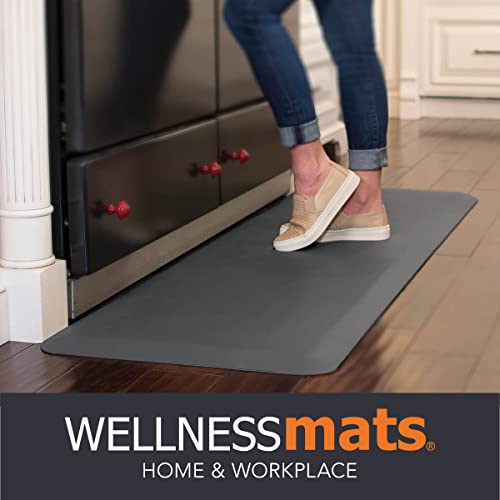 Wellnessmats Original 3/4" Polyurethane Anti Fatigue Floor Mat - Cushioned Comfort & Support For Home, Kitchen, Garage, Office Standing Desk - Non-Slip, Non-Toxic, Durable - 72" X 24" - Gray #TOP4
