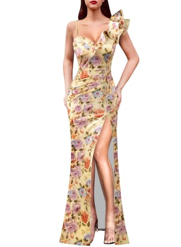 Image of VFSHOW Womens Ruffle One Shoulder Formal Prom Gala Maxi Dress Evening Gown