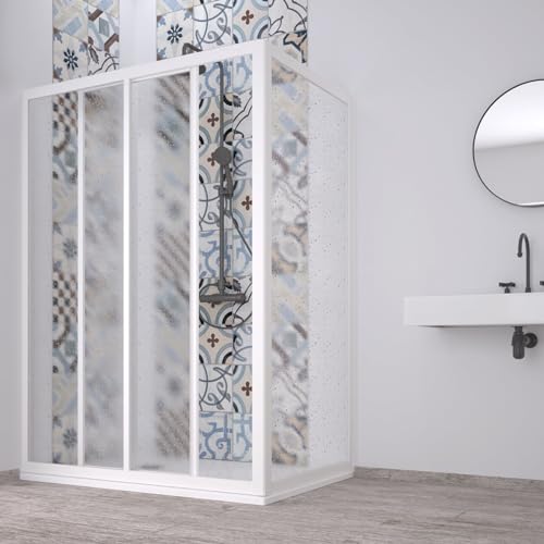 Decorspace - Cabina de ducha angular 'Acril' de acrílico con perfiles de PVC, apertura central reducible, 'Made in Italy' (70 x 110 cm)