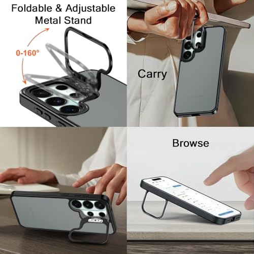 Image of TheGiftKart for Samsung S26 Ultra Case | Shockproof Hard Back Cover | Built-in Stand | Hybrid Shockproof Galaxy S26 Ultra Back Cover Case (PC & TPU, Matte Frosted Back, Translucent Black)