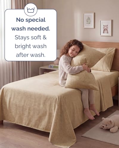 Image of Twin 4 Piece Bed Sheet Set - Breathable & Cooling Sheets - Heathered Tan