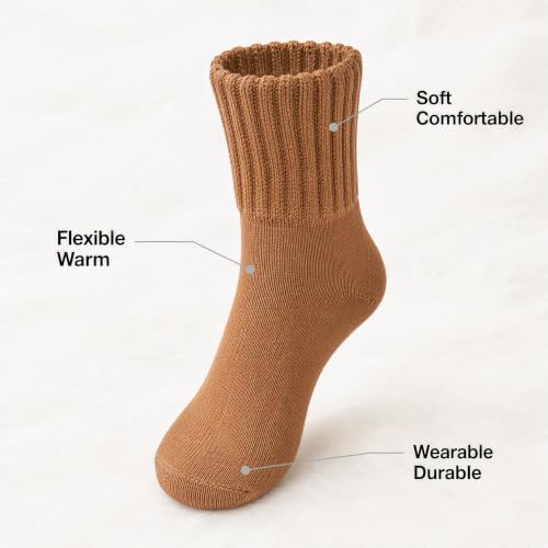 Image of Winter Women Socks 5 Pairs Vintage Wool Casual Thermal Crew Socks