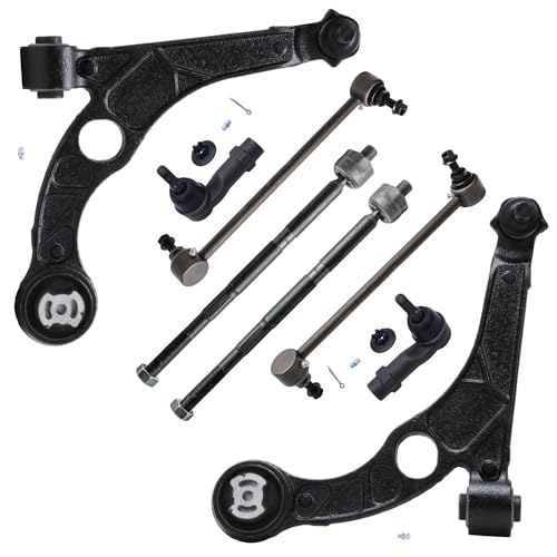 Image of Detroit Axle - Front 8pc Control Arms Kit for 2013-2016 Dodge Dart, 2 Lower Control Arms 4 Inner & Outer Tie Rods 2 Sway Bar End Links 2014 2015 Replacement
