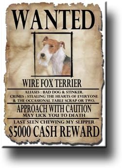 Wire Fox Terrier Wanted Fridge Magnet No 2