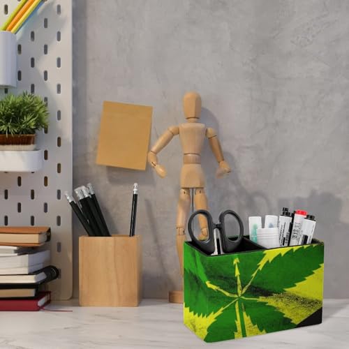 Pot à crayons en cuir motif Jamaïque pour bureau - 7