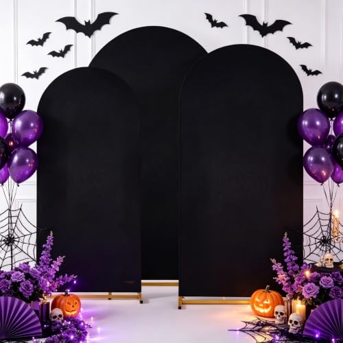 Black Halloween Arch Covers Spandex Arch Stand Covers Set of 3