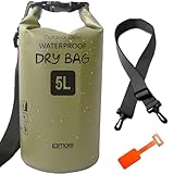 Lamore ドライバッグ 防水バッグ ドラム型 新素材 防水 防塵 15L (3) アーミーグリーン, 15L