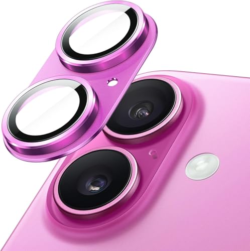 Image of Titanium Camera Lens Protector for iPhone 16 & iPhone 16 Plus Pink HD Clear 9H Tempered Glass, Scratch & Drop Resistant Camera Cover Case Friendly Waterproof Anti Bubble Easy Install Camera Protector