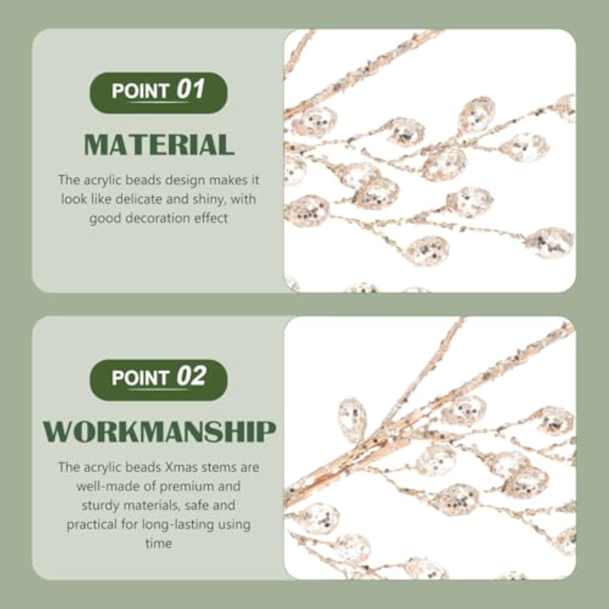 2pcs Christmas Decorations Simulation Acrylic Stems