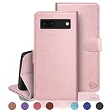 RingPi für Google Pixel 7A Handy Hülle PU Leder[RFID Schutz] Handyhülle Lederhülle Klapphülle Kartenfach Stoßfeste Schutzhülle Leather Flip Cover für Pixel 7A Wallet Phone Hülle,Roségold