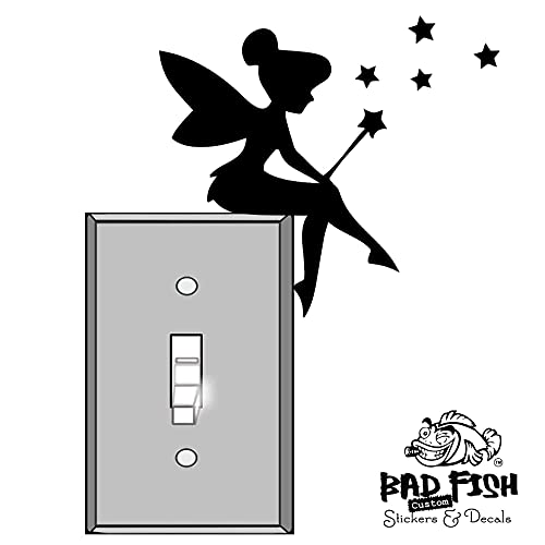Lightswitch Vinyl Decal Sticker Tinkerbell Fairy – Bad Fish Custom Decals – For Light Switch, Outlets Or Any Ledge - Wall, Vehicle, Computer, Home Decor, Bedrooms Or Nursery - Premium Matte Removable Vinyl #TOP3