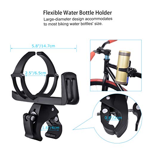 Bicycle Water Bottle Cage Holder - Universal Nylon Plastic Lightweight & Adjustable Mountain Bike Drink Cup With 360 Degree Rotating For Cycling Mtb No Screws Black (2 Pack) #TOP3