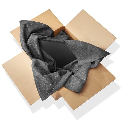 Sure-Max 6 Moving & Packing Blankets - Economy - 72\" x 54\" - Professional Textile Skin Shipping Furniture Pads Dark Gray
