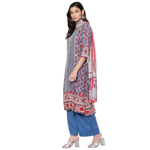 Image of BIBA Women Modal Asymmetric Printed Suit Set