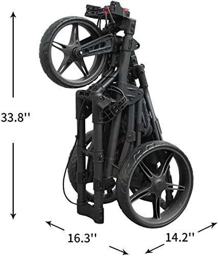 Gig-Fx Vilineke 3 Wheel 360 Rotating Front Wheel Golf Push Cart Foldable Light Trolley With Foot Brake Fold And Open Quickly (Black) #TOP1
