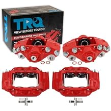 TRQ Front and Rear Brake Caliper Set Coated Brackets Compatible with 2006-2007 Subaru Impreza