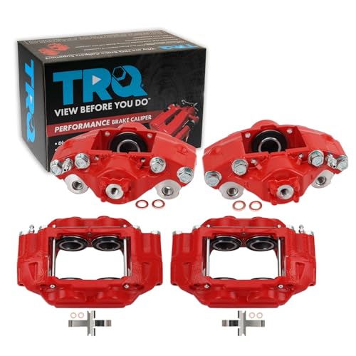 TRQ Front and Rear Brake Caliper Set Coated Brackets Compatible with 2006-2007 Subaru Impreza