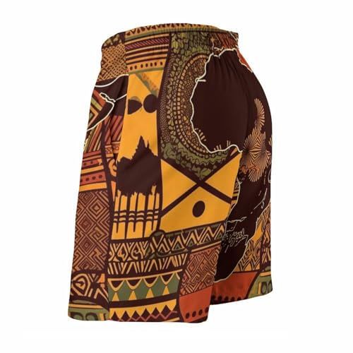 Mens Swim Trunks African Map Ethnic Pattern Swim Shorts Quick Dry Beach Shorts with Mesh Liner and Pocket4