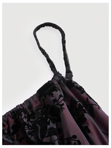 Women's Plus Size Goth Floral Mesh Cami Dress Y2k Bow Tie Square Neck Sexy Sleeveless Party Dresses3