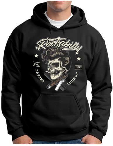 Sweat à capuche Rockabilly Greaser Skull pull homme Barber Shop Fifties S-5XL