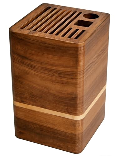 Acacia Wood Universal Knife Block, Countertop Knife Holder Organizer with