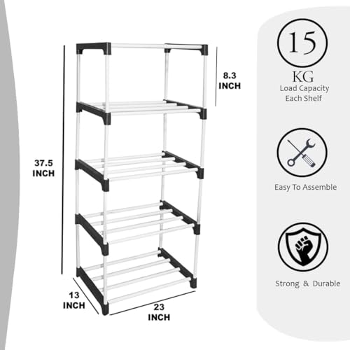 Image of Multi-Layer Shoe Rack for Home | Lightweight and Easy-to-Move Shoe Stand for Men, Women & Kids | Open Storage Organizer for Shoes and Slippers | 5 Layer