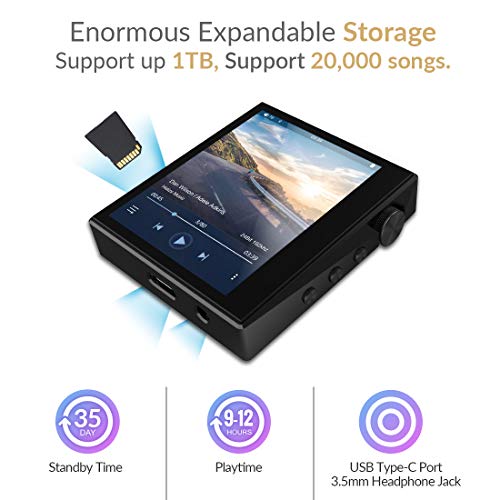HIDIZS AP80 Hi-Res Music Player Hi-Fi Lossless Bluetooth MP3 Player Portable High Resolution Digital Audio Player with Full Touch Screen (Purple) - Thumbnail 4