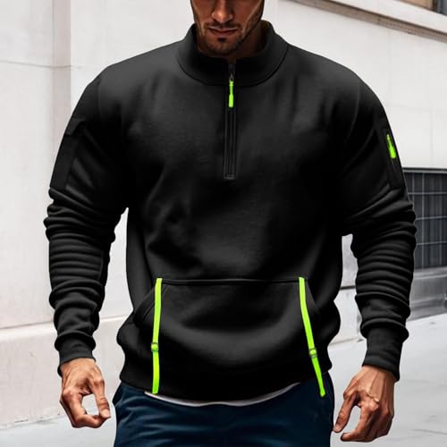 Mens Quarter Zip Pullover Long Sleeve Cargo Tactical Sweatshirt with Pockets Big and Tall Fall Winter Fashion Clothes2