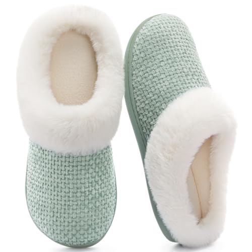 Image of ULTRAIDEAS Women's Breathable House Slippers with Memory Foam, Lightweight Cotton Blend Lining, Indoor Outdoor Slip On Design, Non Slip Rubber Sole for Bedroom, Machine Washable
