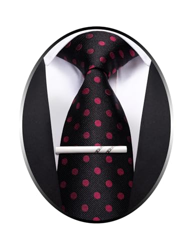 Image of Barry.Wang Silk Ties for Men Fun Necktie and Tie Clip Set for Wedding Party Business Formal Extra Long