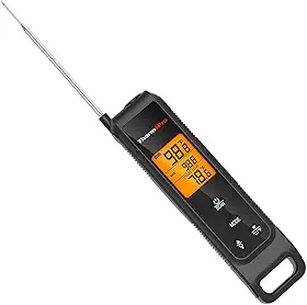 Termômetro Digital 2 em 1 TP420 com Sensor Infravermelho Laser e Sonda de Aço Inox para Cozinha Churrasco Forno de Pizza e Grelha com Leitura Instantânea e Visor Lcd com Luz de Fundo Preto