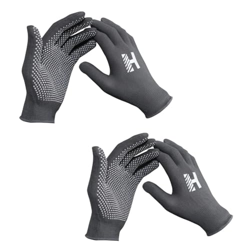 Image of Heega PVC Dotted Cricket Tennis and Batting Gloves for Men with Flexible and Secure Elastic Wrist | Extra Grip, Breathable Cotton Tennis Batting Gloves for Cricket (Grey, 2 Pair)