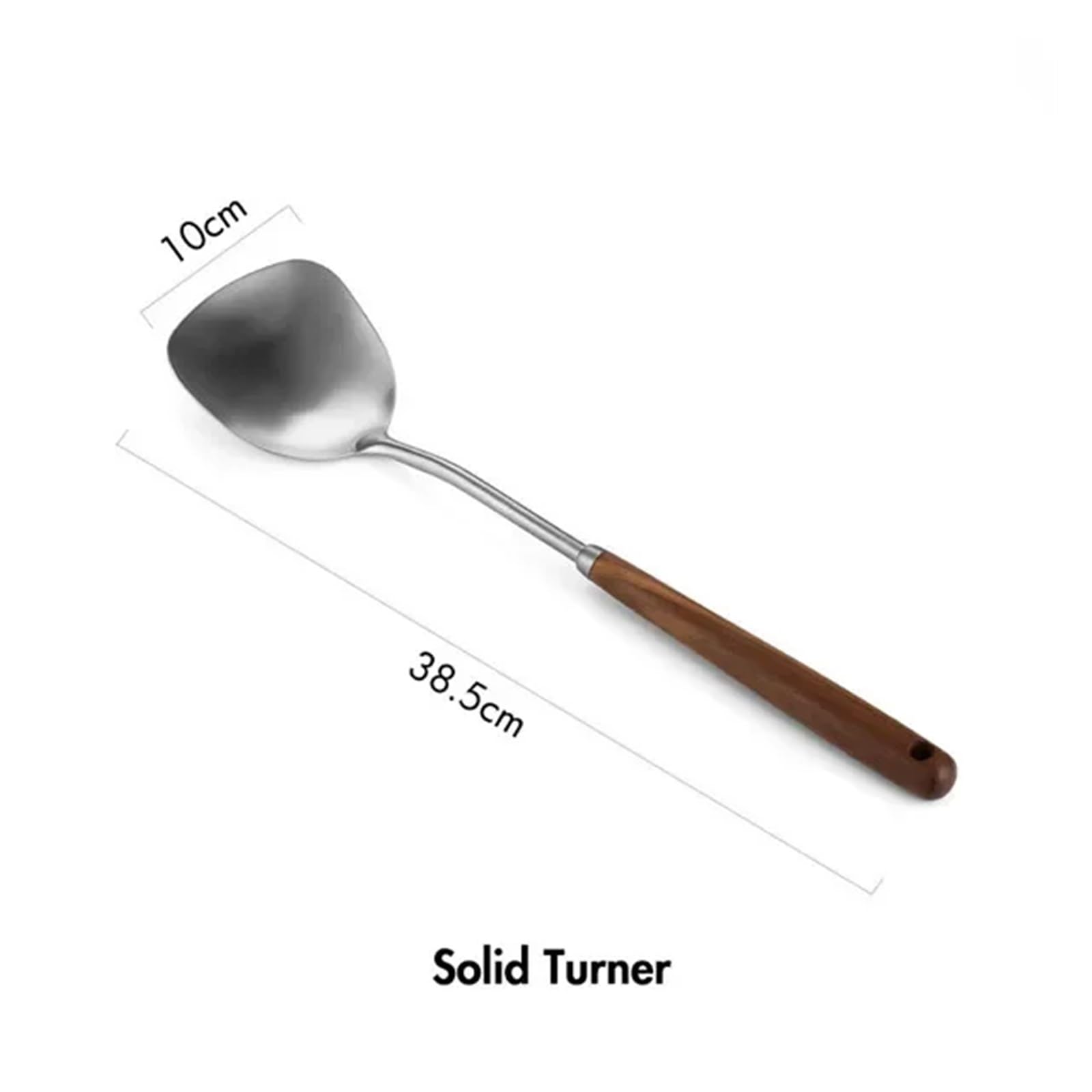 Cucharón de cuchara sopa Wok Turner acero inoxidable 304 con mango madera, utensilios cocina for colgar en la pared(AB)